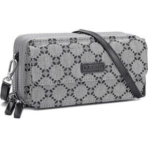 Women Grey Jacquard Imported Faux Leather Crossbody With Phone Pocket Bags